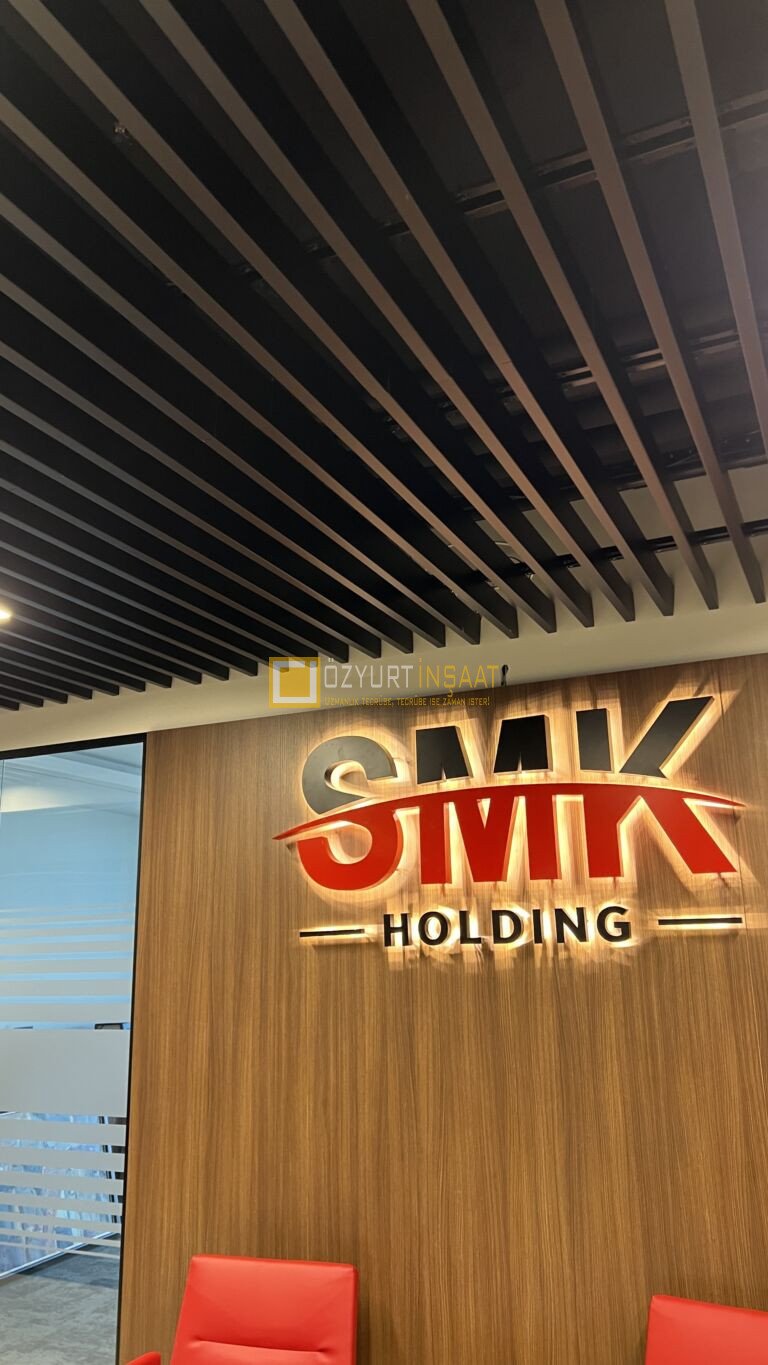 ankara anahtar teslim ofis tadilatı dekorasyonu baffle tavan smk tower
